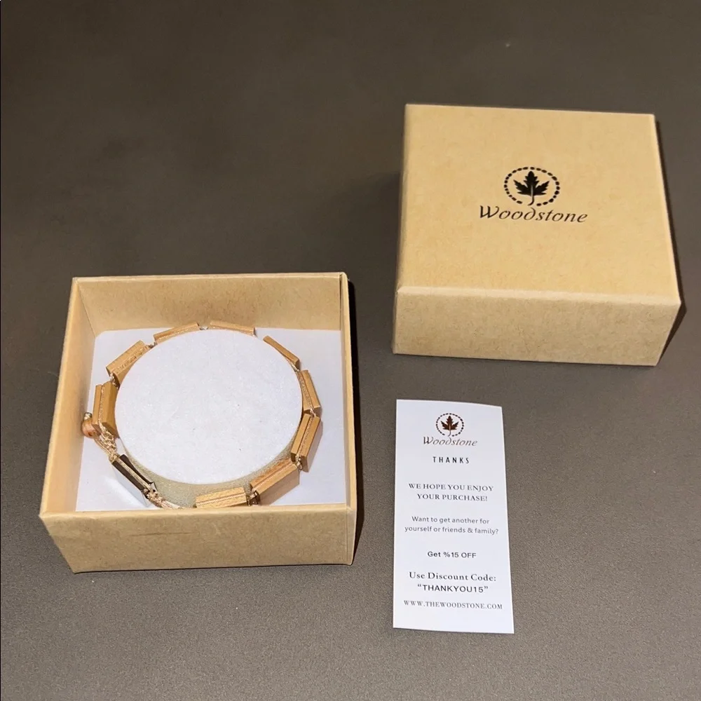 NWT Woodstone Men’s Oasis Maple Bracelet with Silver Accents - Picture 6 of 6